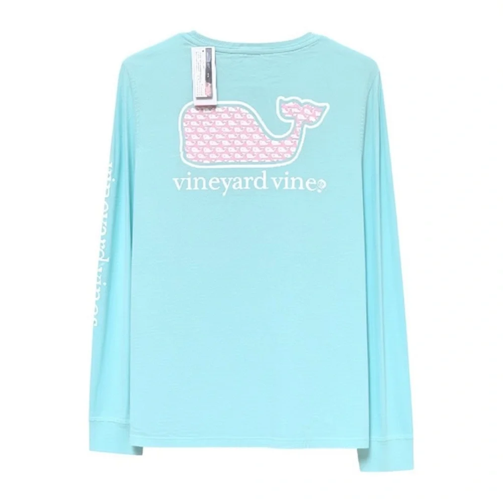 Women’s Vineyard Vines Aqua Haze Long Sleeve Pocket Tee. - Picture 1 of 3